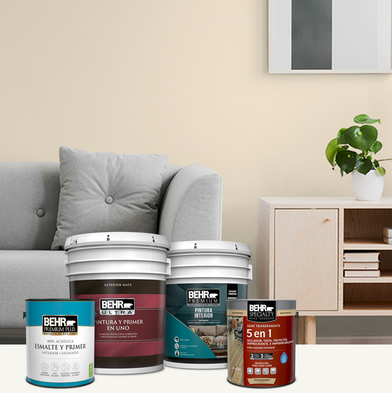 Behr paint cans with color palette in the background
