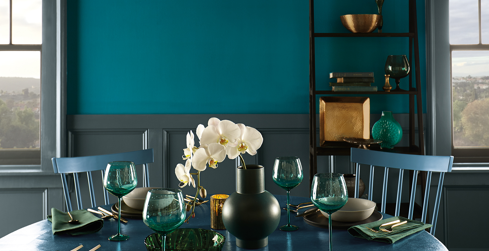 Comedor moderno azul y gris | Galería de comedor moderno azul y gris | Behr