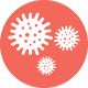 Orange circle with white anitmicrobial germ icon