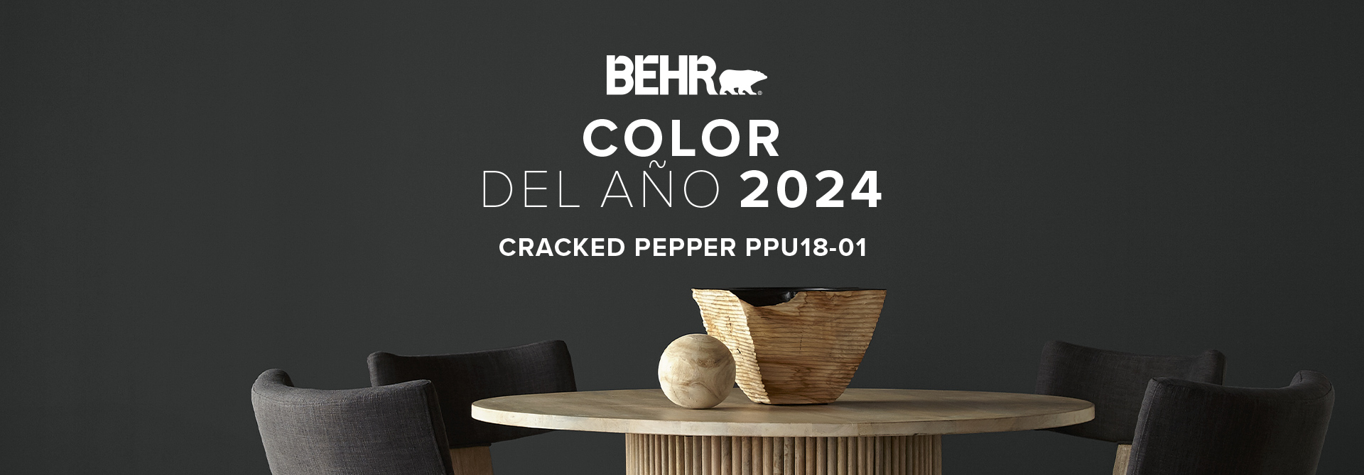 Bedroom painted in Cracked Pepper, featuring Behr 2024 Color of the Year, Cracked Pepper