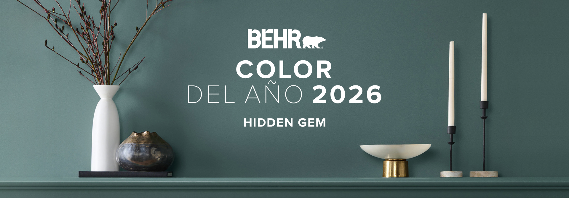 Bedroom painted in a hallway painted in Rumors, featuring Behr 2025 Colour of the Year, Rumors