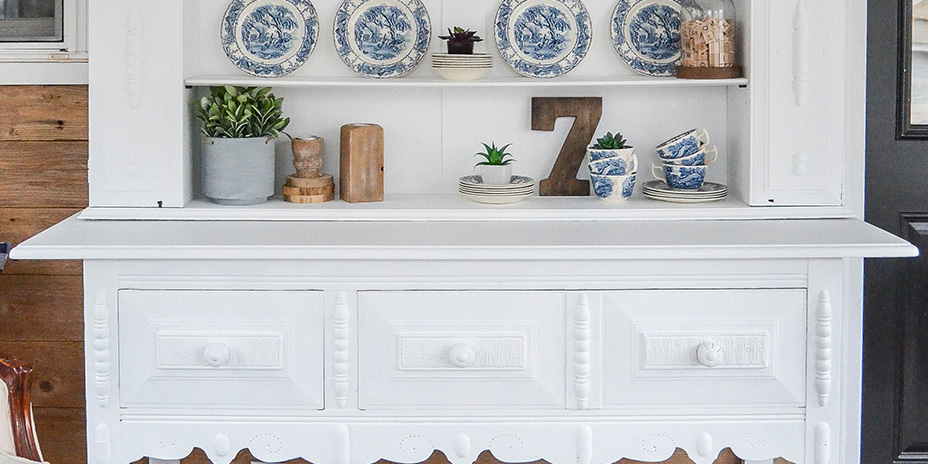 refinished buffet with decor