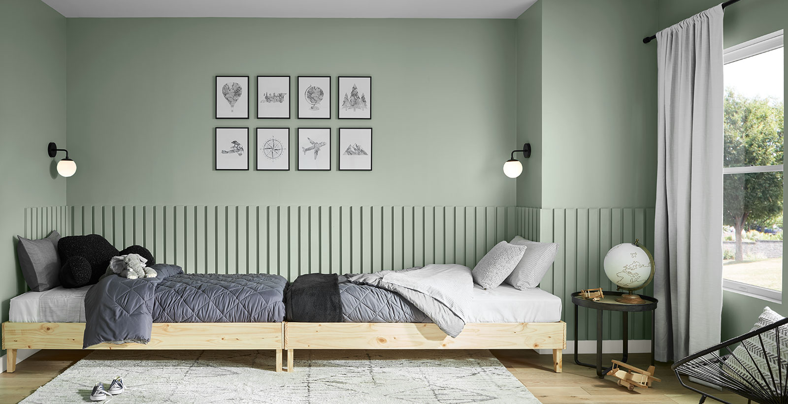 habitación infantil verde moderna relajada y serena